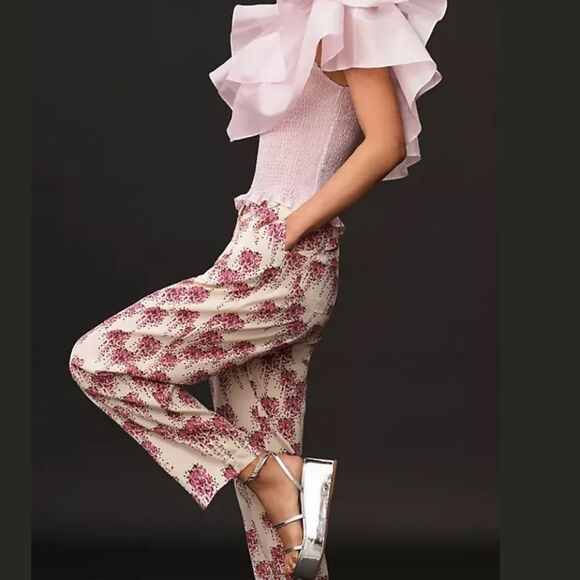 Stella Nova Sookie Silk Spandex Pleated Pants Lightweight Size 2 Pink Cream - Picture 3 of 13